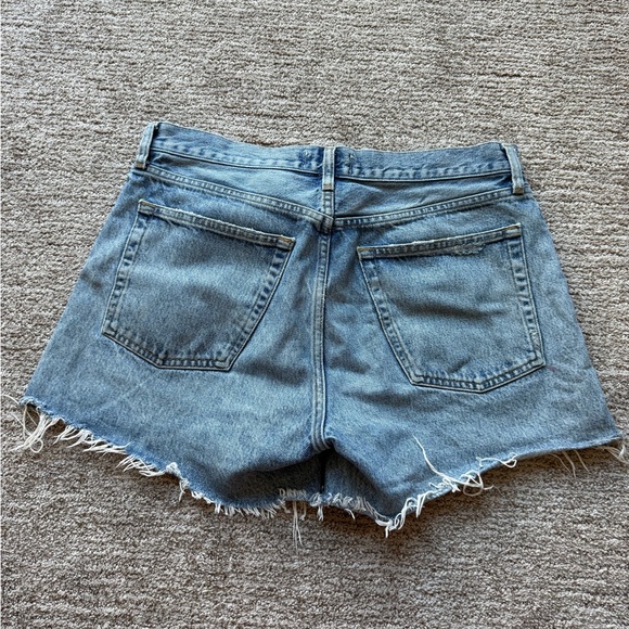Agolde Light Blue Denim Parker Long Shorts - Picture 2 of 4
